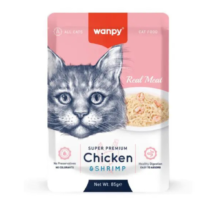 Wanpy Wet Cat Food Real Meat Fillet in Jelly Chicken & Shrimp