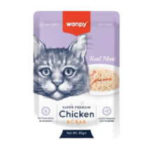 Wanpy Wet Cat Food Real Meat Fillet in Jelly Chicken & Crab 85gm