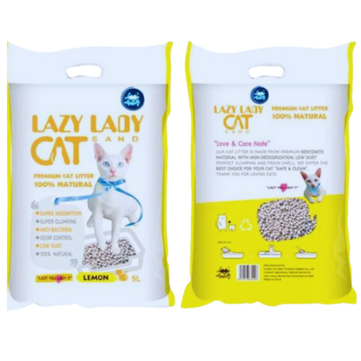 Lazy Lady Premium Bentonite Cat Litter Lemon 4.5L