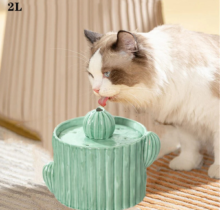 2L Ceramic Cactus Cat Water Fountain