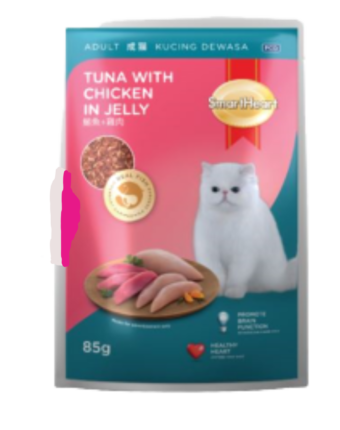 Smartheart Cat Pouch Adult 1+ Tuna with Chicken In Jelly